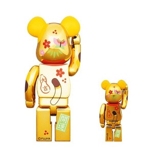 新品! BE@RBRICK 招き猫 ペコちゃん 福 金メッキ 100% & 400% ベアブリック 不二家の画像2