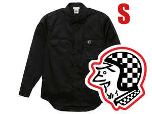 WORK SHIRT SPEED ADDICT TRADE MARK BLACK S/刺繍ワッペンワンポイントワークシャツツイルシャツアメリカusavintage古着アメカジ軍物50s