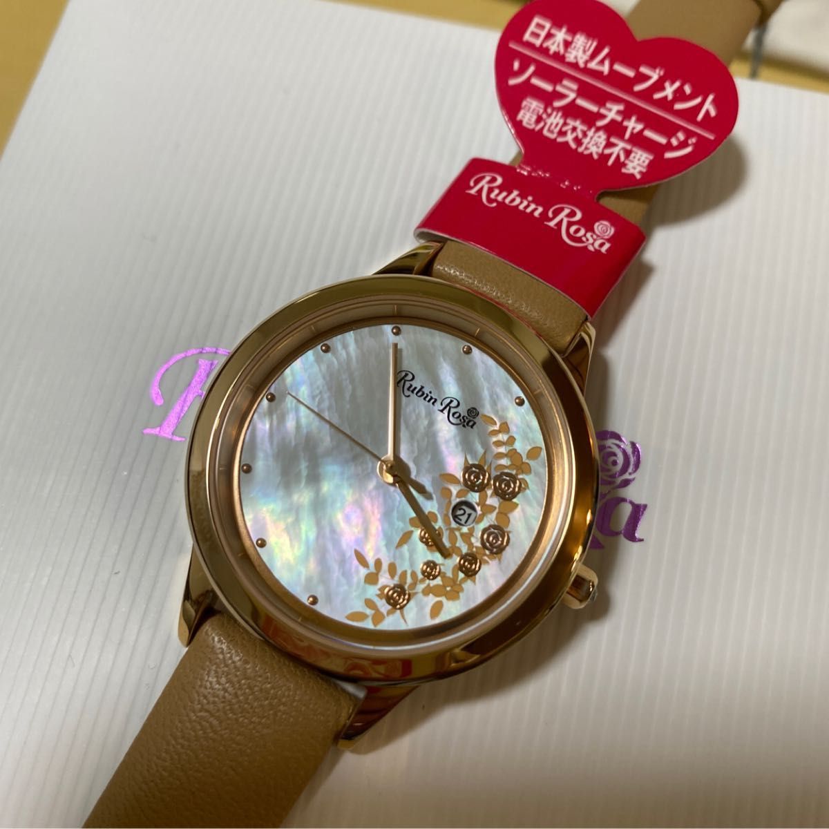 極美品 マリス ディオール 時計 ダイヤ ホワイトシェル 未使用ベルト