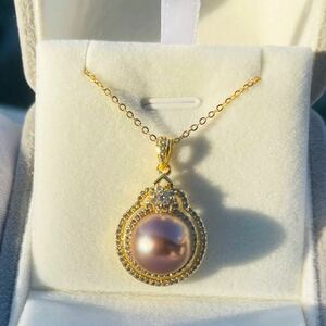 豪華絢爛　極上高級大珠真珠　エジソンパールネックレス　絶品光沢希少色　真珠ネックレス