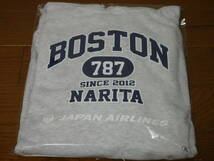 即決♪限定♪新品 JAL 日本航空 ボーイング787 就航10周年記念 2012 NARITA BOSTON ドリームライナー パーカー グレー XLサイズ アメニティ_画像2