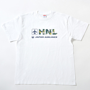 即決♪限定♪新品未使用♪JAL 日本航空 HNL ハワイ ホノルル Tシャツ ホワイト ネイビー Lサイズ アメニティグッズ