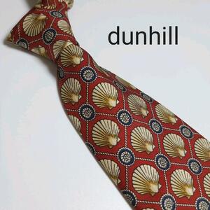 美品 ダンヒル dunhill ネクタイ ハイブランド 赤 紺 ネイビー シルク 2746