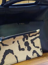 FURLA ハンドバッグ パテントレザー ブラック 2way_画像7