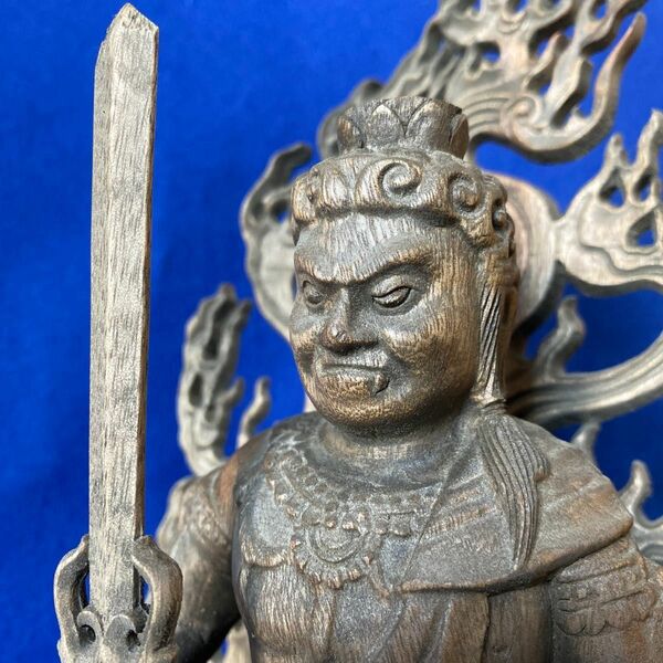 井波彫刻　不動明王座像　香樟材　31cm 仏像