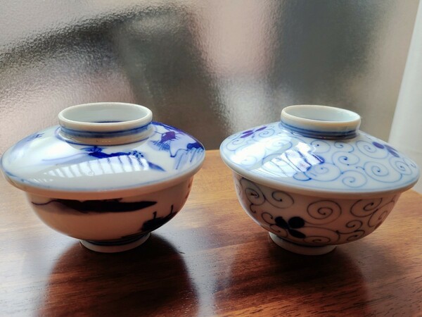 昭和初期 アンティーク 蓋付茶碗２個セット