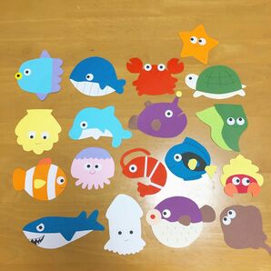 壁面飾り 保育園 幼稚園　お魚壁面　お魚釣り　海の生き物　新年度準備　誕生日表　室内あそび　作品展