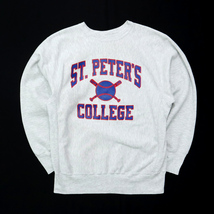 送料無料 90s ビンテージ CHAMPION チャンピオン USA製 リバースウィーブ スウェット 3段プリント ST PETERS COLLEGE カレッジ L 古着_画像1