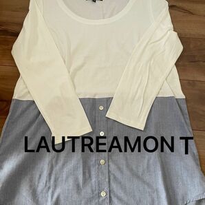 LAUTREAMONT ロートレアモン　長袖カットソー　白　デニム　Mサイズ