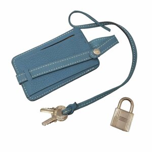 HERMES エルメス ネームタグ カデナ 鍵 セット ブルー 美品 M9487