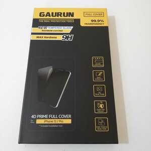 GAURUN iPhone13 / 13Pro ガラスフィルム 4D プライム フルカバー 9H 強化ガラス液晶保護フィルム 1枚 ガイドツール付き