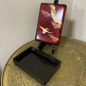 金蒔絵　時代硯箱　落款あり　漆芸　工芸品　 漆器　検 輪島塗