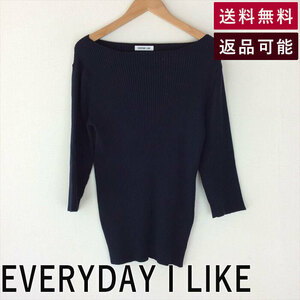 エブリディ アイ ライク EVERYDAY I LIKE リブニット 濃紺 ニット サイズXS E0705A009-E0716 中古 古着