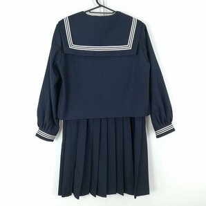 1円 セーラー服 スカート スカーフ 上下3点セット 大きいサイズ 特大 冬物 白3本線 女子 学生服 宮崎檍中学 紺 制服 中古 ランクC EY0759の画像2