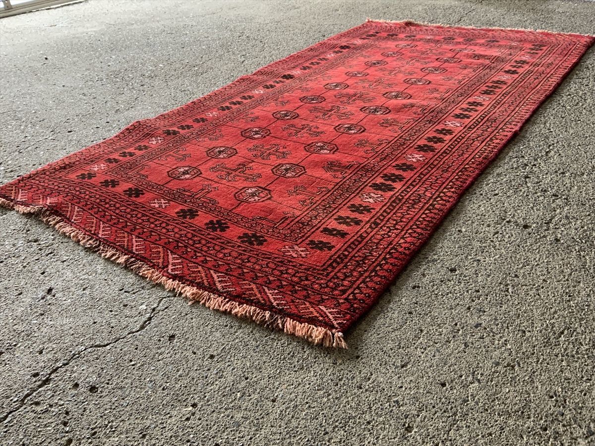 アフガニスタン マイマナキリム 手織り絨毯 185×102cm stn:041 - 通販
