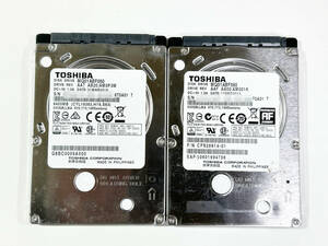 【J-612】 中古 TOSHIBA HDD500GB 2.5インチ 厚さ7mm 2枚セット 動作保証品