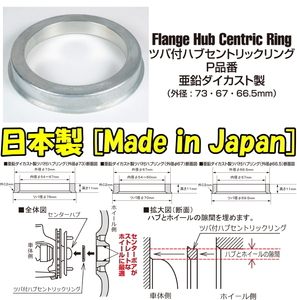 KYO-EI ハブリング 4個 P7354 亜鉛 73mm → 54mm 高さ 11mm ツバ付 4枚 日本製 キョーエイ