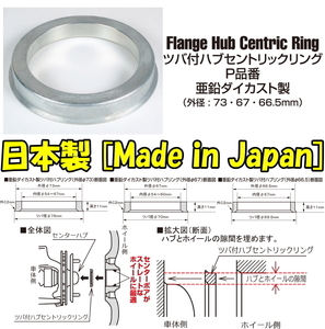 KYO-EI ハブリング 4個 P7359 亜鉛 73mm → 59mm 高さ 11mm ツバ付 4枚 日本製 キョーエイ