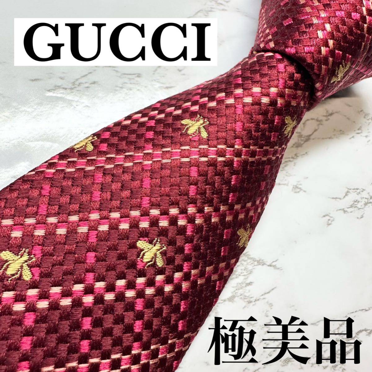 5年保証』 極美品 現行モデル 蜂 現行 ナロータイ GUCCI シルク100