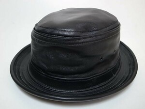 [ free shipping prompt decision ]New York Hat New York Hat NewYorkHat USA made Lambskin Stingy real leather made leather material pork pie hat black L new goods American made 