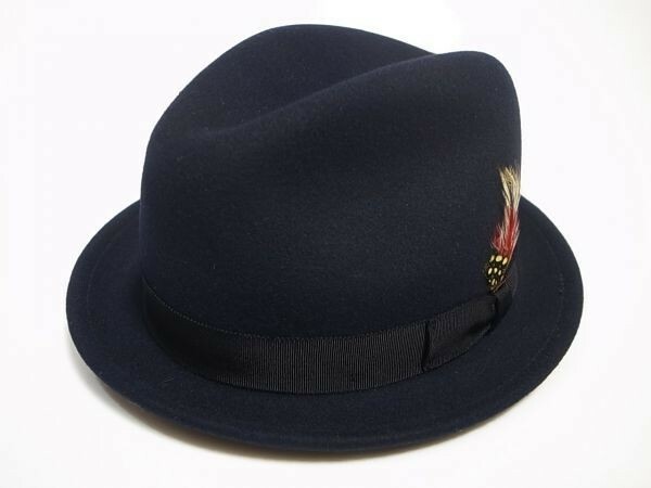 【送料無料 即決】New York Hat ニューヨークハット Lite Felt Pinched Stingy 中折れ フェルトハット ネイビー XL 新品 米国製MADE IN USA