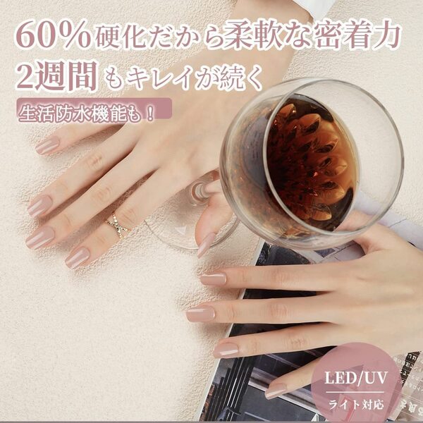 Warm Nude サロン級の艶 ぷっくり感 簡単 長時間 ジェルネイルシール 半硬化タイプ 手用 防水 2週間 長持ち セルフネイル ツール付き