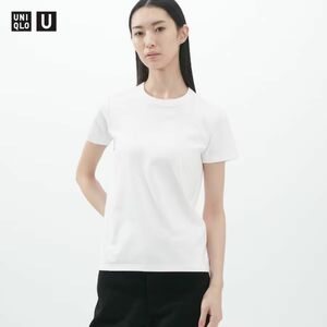 ユニクロ　UNIQLOU クルーネックT 半袖　白　ホワイト　無地　S 綿100% コットン