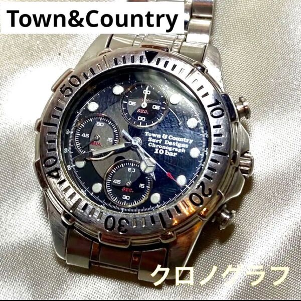 タウン&カントリー 回転ベゼル付クロノグラフクォーツ腕時計 TP00-C0