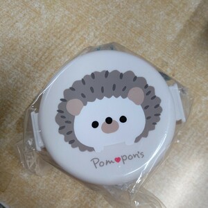 Pompoms hedgehog anti-bacterial round lunch BOX2 step lunch box anti-bacterial processing inserting . type compact new goods * unopened * prompt decision 