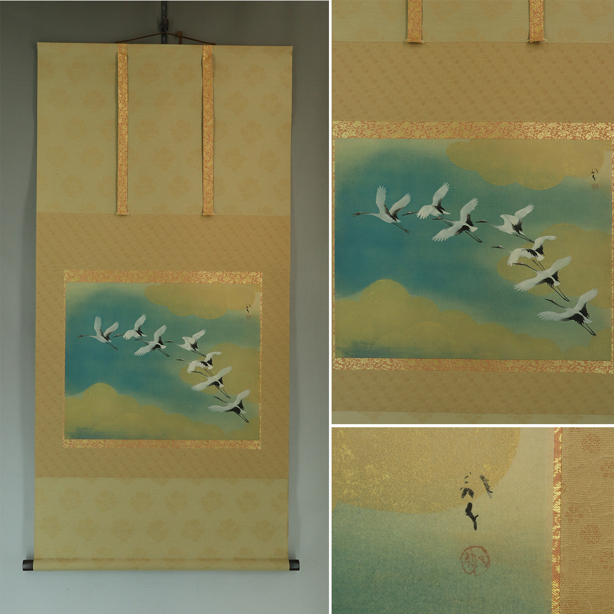 [Craft] Ryuko Kawabata [Like a Rainbow] ◆ Silk book ◆ Double box ◆ Double box ◆ Hanging scroll u11003, painting, Japanese painting, flowers and birds, birds and beasts