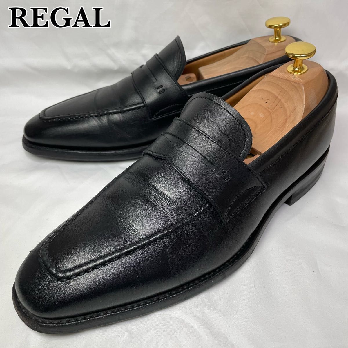 国産原料100% REGAL/2381 AL399/黒/コインローファー/ハーフサドル/26