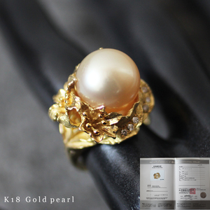  judgement document have K18 YG 12.8. Gold pearl natural diamond flower te The Yinling g15g 14 number ring Golden pearl pearl 