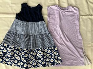  Junior Kids lovely no sleeve One-piece 2 pieces set 130 size used tops girl postage included 