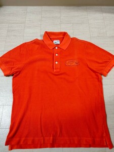 サイズ：3　美品　LACOSTE / ラコステ PH894E VINTAGE WASHED 半袖ポロシャツ　オレンジ