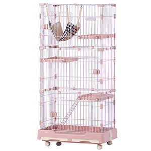  cat cage cat cage pet cage with casters cat gauge large many head .. cat door 1 step 2 step 3 step possibility (3 step, pink )