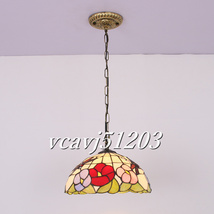 ◆新品◆芸術品◆ペンダントライト ステンドランプ ステンドグラス 花柄 ティファニー 通路用ランプ ベッドルーム用 照明 室内装飾_画像2