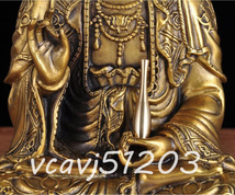 「仏教法具 寺院用仏具」極上品 仏教美術 救世菩薩 観音菩薩仏像 真鍮製 高さ29cm_画像5