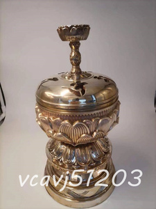 「密教法具 寺院用仏具」極上品 大悲香炉 仏具 仏教芸術品 銅製 磨き仕上げ 高さ21cm