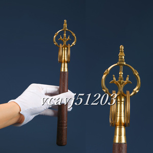 「密教法具 寺院用仏具」極上品 錫杖 仏具 仏教美術 真鍮製 長さ28cm