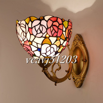 ◆芸術品◆新品◆ウォールライト ステンドランプ ステンドグラス バラ花柄 ランプ アンティーク レトロな雰囲気 ティファニー 壁掛け照明_画像1