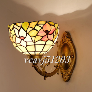 ◆芸術品◆美品◆ウォールライト ステンドランプ ステンドグラス 花柄 ランプ アンティーク レトロな雰囲気 ティファニー 壁掛け照明
