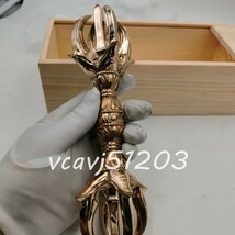 「密教法具 寺院用仏具」真言宗 人形杵 五鈷杵 仏具 銅製 磨き仕上げ 長さ23cm_画像1