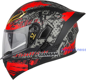 新しいアップグレードSOMANシールド フルフェイスヘルメット ジェットヘルメット 14色フリップアップヘルメット男女兼用