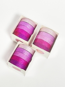 新品 マスキングテープ 可愛い キラキラ 5ピース 3個セット ピンク パープル系 文具 手帳 テープ シール 飾り DIY 文房具