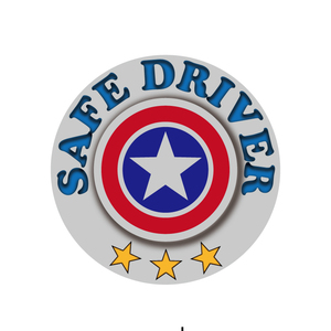 （シルバー）安全運転 ステッカー 青 優良ドライバー 車両 アメリカン 交通安全 かっこいい 7cm メタリック usa シール SAFEDRIVER