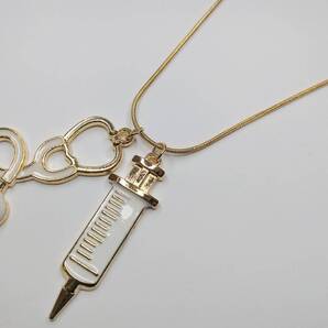 送料無料 看護師 ネックレス ペンダント 注射器 聴診器 看護婦 ナース ファンスマ