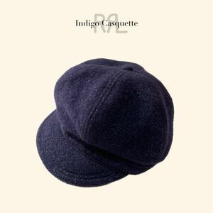 RRL “Indigo Wool Blend Casquette” M インディゴ 帽子 ワーク キャップ ヴィンテージ Ralph Lauren 黒 ウール キャスケット