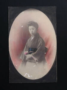 絵葉書　絵はがき　古写真　戦前　手彩色　美人　明治　大正　4-501　検）芸妓　芸者　舞妓　花魁　遊女　ブロマイド