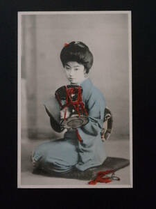  picture postcard picture postcard old photograph war front hand coloring beautiful person Meiji Taisho 1-217 inspection ).. geisha Mai . flower .. woman photograph of a star 