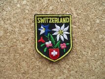 90s スイス SWITZERLAND 刺繍ワッペン/SCHWEIZ-SUISSE花PATCH国旗アルプスSWISS登山ハイキング雪山パッチ旅行スーベニア D9_画像1